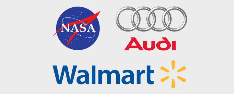 Some famous combination logos include NASA, Audi and Walmart.