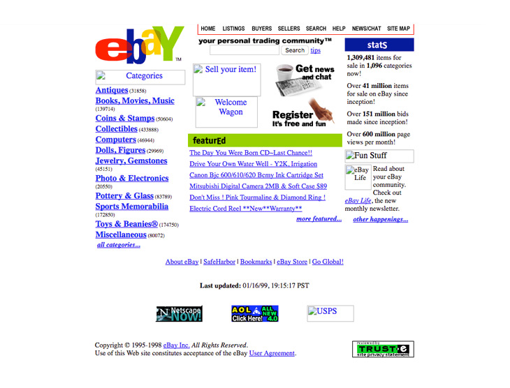 One of the original designs for eBay.